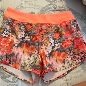 Floral girls Shorts - Vibrant Orange and Pink